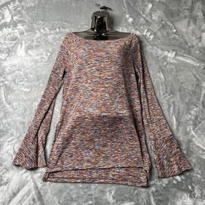 Akemi + Kin Shirt Women Size Medium‎ Multi Off Shoulder Flare Sleeve Tunic Top